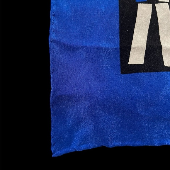 Yves Saint Laurent YSL Blue White, Red, and Black Silk Scarf​​ - Picture 3 of 5